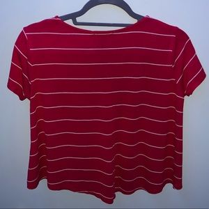 Red and white striped cropped soft shirt
